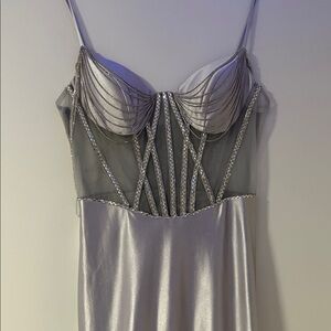Silver Dress with Chain Details